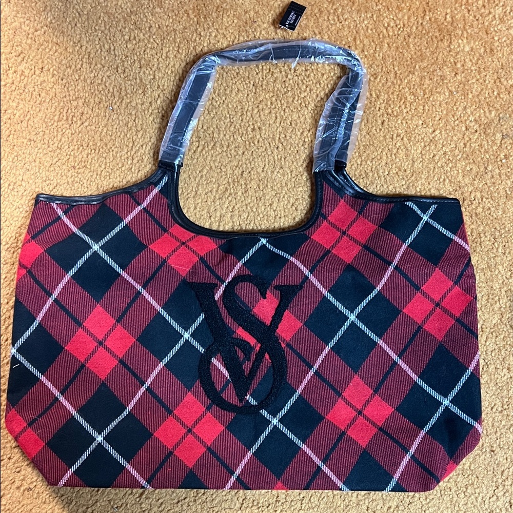 Victoria’s Secret plaid flannel tote
